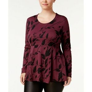 Melissa McCarthy Red/Black Peplum Top Size 0X